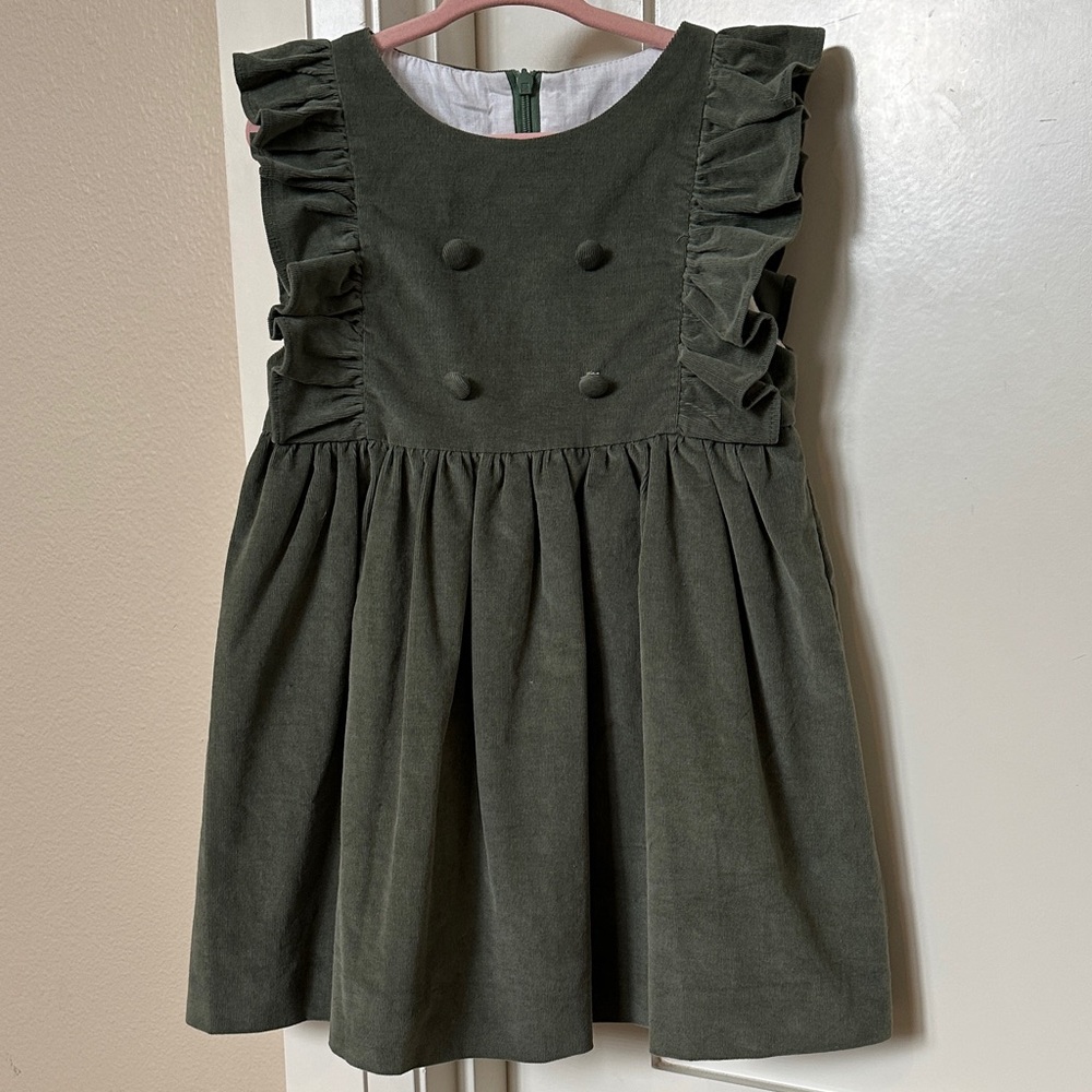 La Coqueta Sage Green Corduroy Dress 4Y NWT